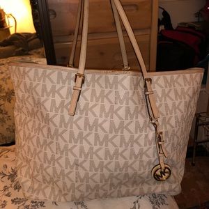 Michael Kors cream logo tote bag